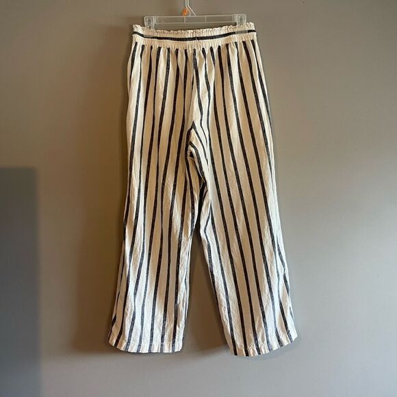 J.Crew Linen Blend Striped Drawstring Waist Wide Leg Cropped Pant | SZ S - Picture 7 of 14